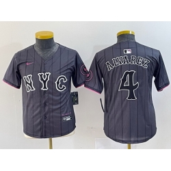 Youth New York Mets 4 Francisco Alvarez Graphite 2024 City Connect Limited Stitched Baseball Jersey 2
