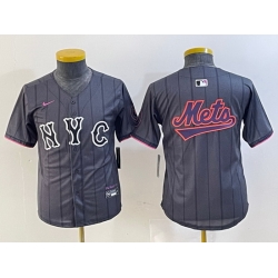 Youth New York Mets Team Big Logo Graphite 2024 City Connect Limited Stitched Baseball Jersey 9