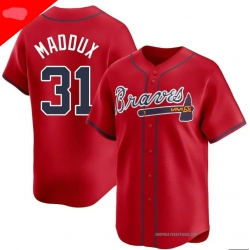 Men Atlanta Braves Greg Maddux #31 Red Cool Base Stitched Jersey