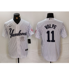 Men New York Yankees 11 Anthony Volpe White Cool Base Stitched Baseball Jersey 1