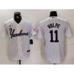 Men New York Yankees 11 Anthony Volpe White Cool Base Stitched Baseball Jersey