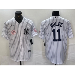 Men New York Yankees 11 Anthony Volpe White Cool Base Stitched Baseball JerseyS 3