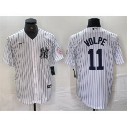 Men New York Yankees 11 Anthony Volpe White Cool Base Stitched Baseball JerseyS