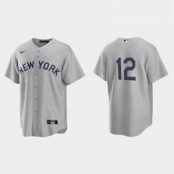 Men New York Yankees 12 Rougned Odor Men Nike Gray 2021 Field of Dreams Game MLB Jersey