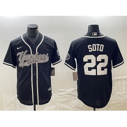 Men New York Yankees 22 Juan Soto Black Cool Base Stitched Baseball Jersey