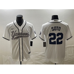 Men New York Yankees 22 Juan Soto White Cool Base Stitched Baseball Jersey