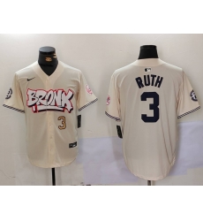 Men New York Yankees 3 Babe Ruth Cream The Bronx Graffiti V2 Vapor Limited Stitched Baseball Jersey 2