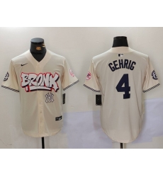 Men New York Yankees 4  Lou Gehrig The Bronx Graffiti V2 Vapor Limited Stitched Baseball Jersey 1