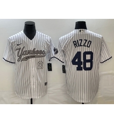 Men New York Yankees 48 Anthony Rizzo White With Patch Cool Base Stitched Baseball Jersey