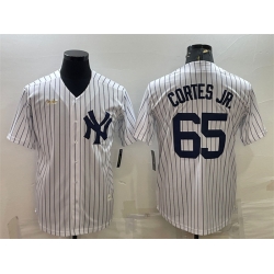 Men New York Yankees 65 Nestor Cortes Jr  White Cool Base Stitched Jersey