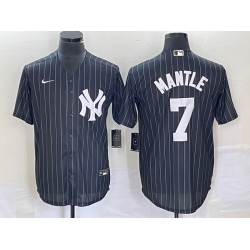 Men New York Yankees 7 Mickey Mantle Black Cool Base Stitched Baseball Jersey