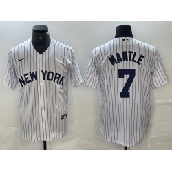 Men New York Yankees 7 Mickey Mantle White Cool Base Stitched Baseball Jersey