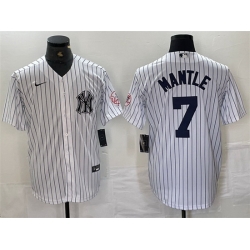 Men New York Yankees 7 Mickey Mantle White Cool Base Stitched Baseball Jersey