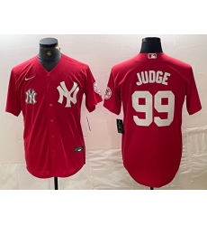 Men New York Yankees 99 Aaron Judge Red Cool Base Stitched Baseball Jersey