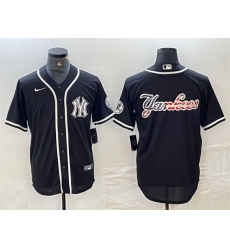 Men New York Yankees Black Team Big Logo Cool Base Stitched Baseball Jersey 11