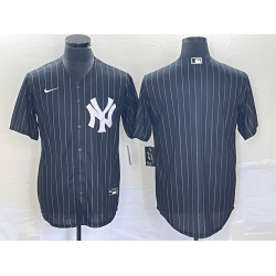 Men New York Yankees Blank Black Cool Base Stitched Baseball Jersey