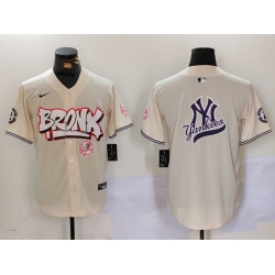 Men New York Yankees Blank Cream The Bronx Graffiti V2 Vapor Limited Stitched Baseball Jersey 12