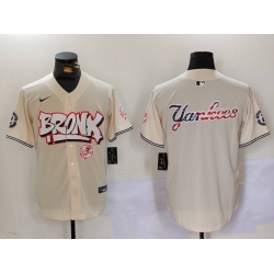 Men New York Yankees Blank Cream The Bronx Graffiti V2 Vapor Limited Stitched Baseball Jersey  3