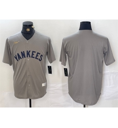 Men New York Yankees Blank Grey Cool Base Stitched Baseball Jersey