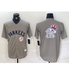 Men New York Yankees Grey Team Big Logo Cool Base Stitched Baseball Jersey 004