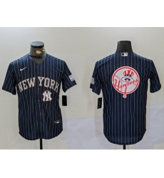 Men New York Yankees Navy Team Big Logo Cool Base Stitched Baseball Jersey 009