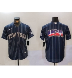 Men New York Yankees Navy Team Big Logo Cool Base Stitched Baseball Jersey 19