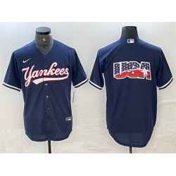 Men New York Yankees Navy Team Big Logo Cool Base Stitched Baseball Jersey 6