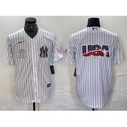 Men New York Yankees White Team Big Logo Cool Base Stitched Baseball Jersey 25