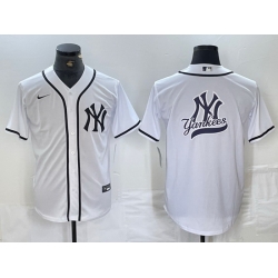 Men New York Yankees White Team Big Logo Cool Base Stitched Baseball Jersey 6