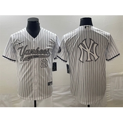 Men New York Yankees White Team Big Logo Cool Base With Patch Stitched Baseball Jersey