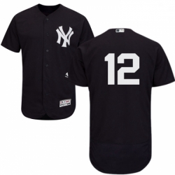 Mens Majestic New York Yankees 12 Wade Boggs Navy Blue Alternate Flex Base Authentic Collection MLB Jersey 