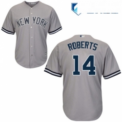 Mens Majestic New York Yankees 14 Brian Roberts Replica Grey Road MLB Jersey