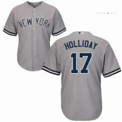 Mens Majestic New York Yankees 17 Matt Holliday Replica Grey Road MLB Jersey