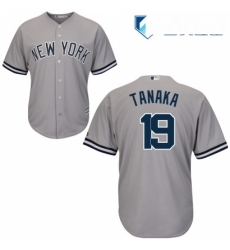 Mens Majestic New York Yankees 19 Masahiro Tanaka Replica Grey Road MLB Jersey