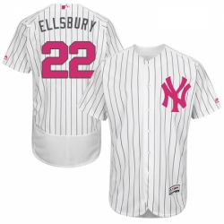 Mens Majestic New York Yankees 22 Jacoby Ellsbury Authentic White 2016 Mothers Day Fashion Flex Base Jersey