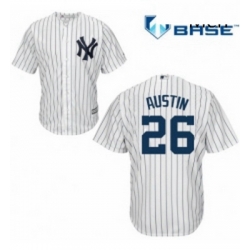 Mens Majestic New York Yankees 26 Tyler Austin Replica White Home MLB Jersey 