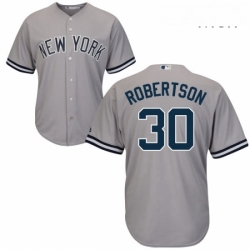 Mens Majestic New York Yankees 30 David Robertson Replica Grey Road MLB Jersey 