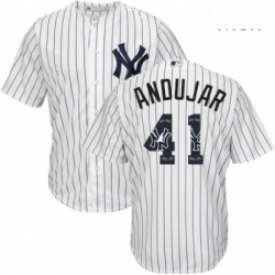 Mens Majestic New York Yankees 41 Miguel Andujar Authentic White Team Logo Fashion MLB Jersey 