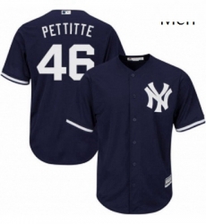 Mens Majestic New York Yankees 46 Andy Pettitte Replica Navy Blue Alternate MLB Jersey