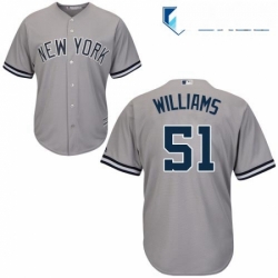 Mens Majestic New York Yankees 51 Bernie Williams Replica Grey Road MLB Jersey