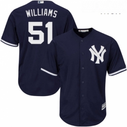 Mens Majestic New York Yankees 51 Bernie Williams Replica Navy Blue Alternate MLB Jersey