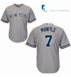 Mens Majestic New York Yankees 7 Mickey Mantle Replica Grey Road MLB Jersey