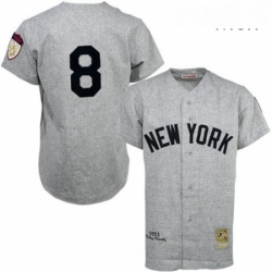 Mens Mitchell and Ness 1951 New York Yankees 8 Yogi Berra Replica Grey Throwback MLB Jersey