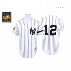 Mens Mitchell and Ness New York Yankees 12 Wade Boggs Authentic White Throwback MLB Jersey