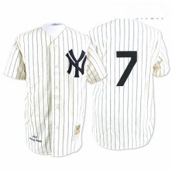 Mens Mitchell and Ness New York Yankees 7 Mickey Mantle Replica White Throwback MLB Jersey