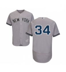 Mens New York Yankees 34 JA Happ Grey Road Flex Base Authentic Collection Baseball Jersey