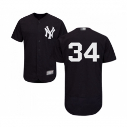 Mens New York Yankees 34 JA Happ Navy Blue Alternate Flex Base Authentic Collection Baseball Jersey