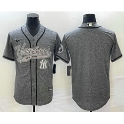 Men's New York Yankees Blank Grey Gridiron Cool Base Stitched Baseball Jerseys