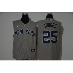 Yankees 25 Gleyber Torres Gray Nike Cool Base Sleeveless Jersey