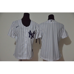 Women Yankees Blank White Women Cool Base Jersey